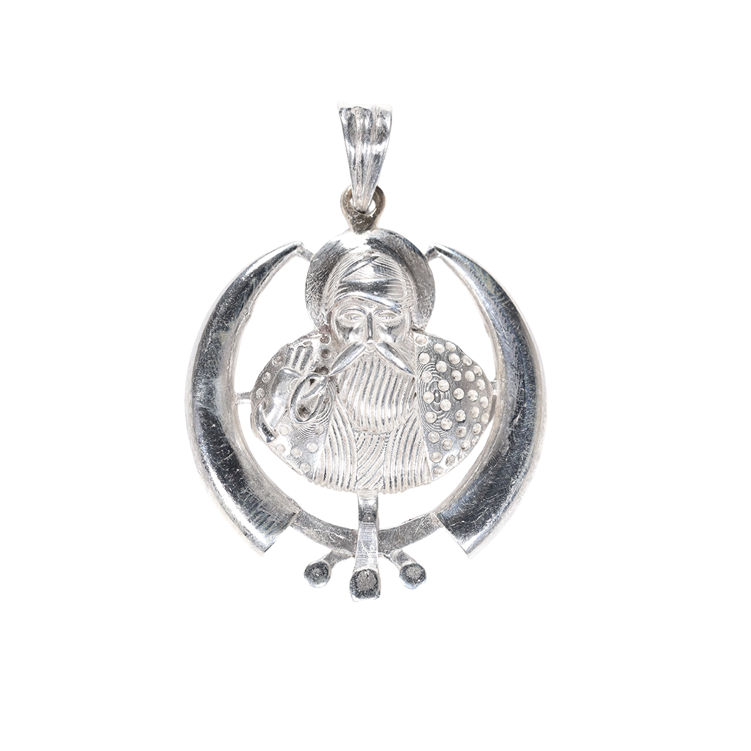 Shri Guru Nanak Dev Ji Pendant | 925 Sterling Silver | Khanda Pendant