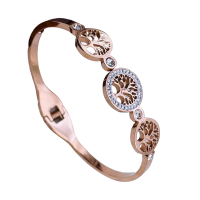 CZ studded elegant rose gold designer bracelet