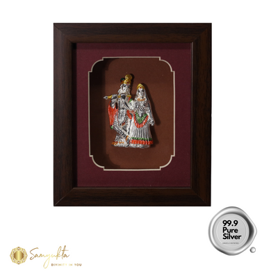 Samyukta 999 Pure Silver Radha krishna in Frame