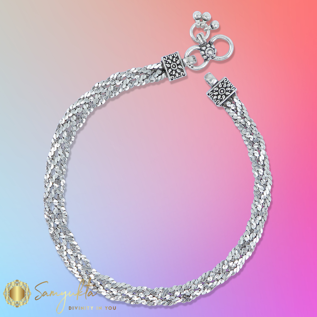 Elegant-&-Ethnic Anklets in Pure Silver