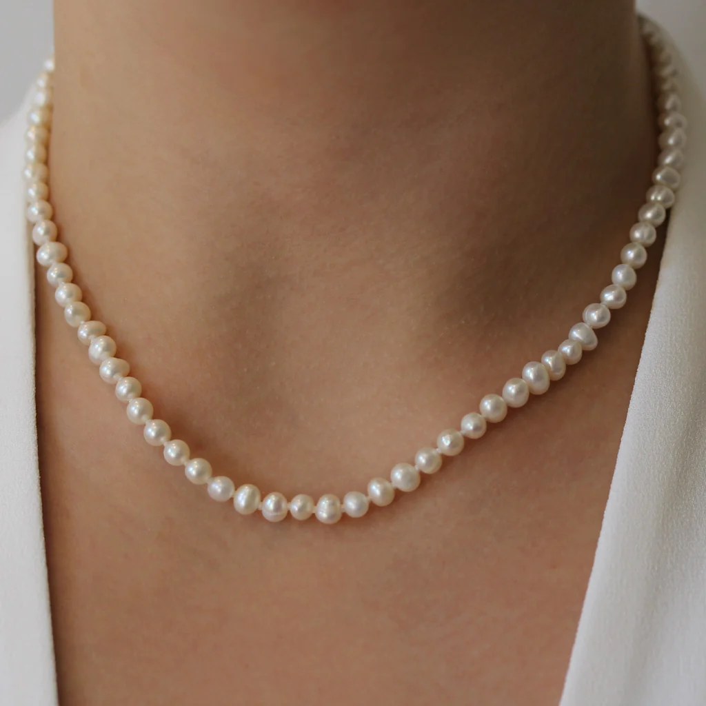 Elegant Real Pearl String Necklace | Sterling Silver