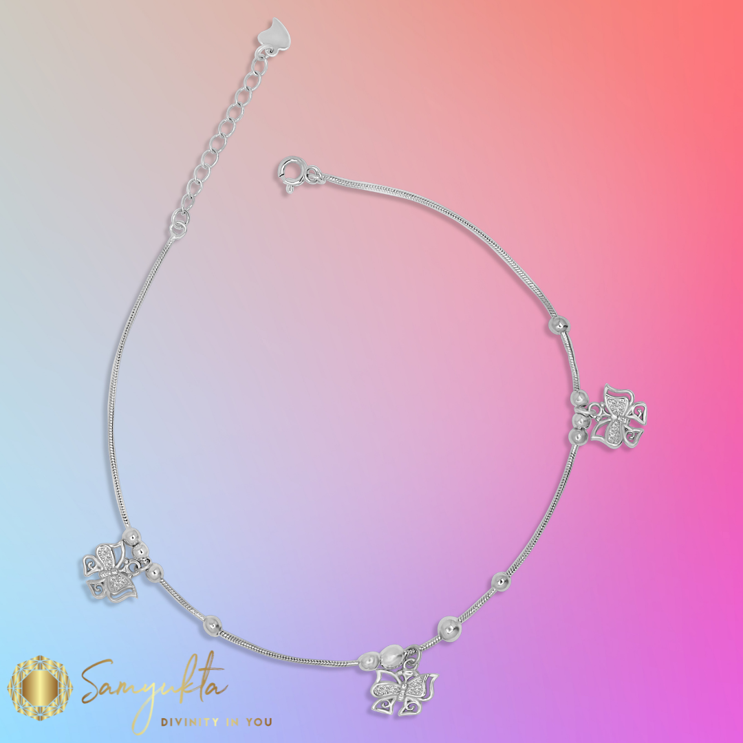 String Anklets in 92.5 Sterling Silver studded with AAA+ Quality Zirconia