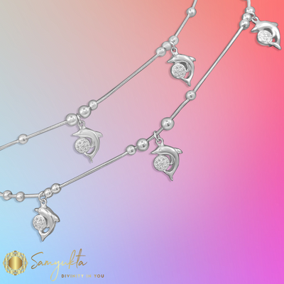 String Anklets in 92.5 Sterling Silver studded with AAA+ Quality Zirconia