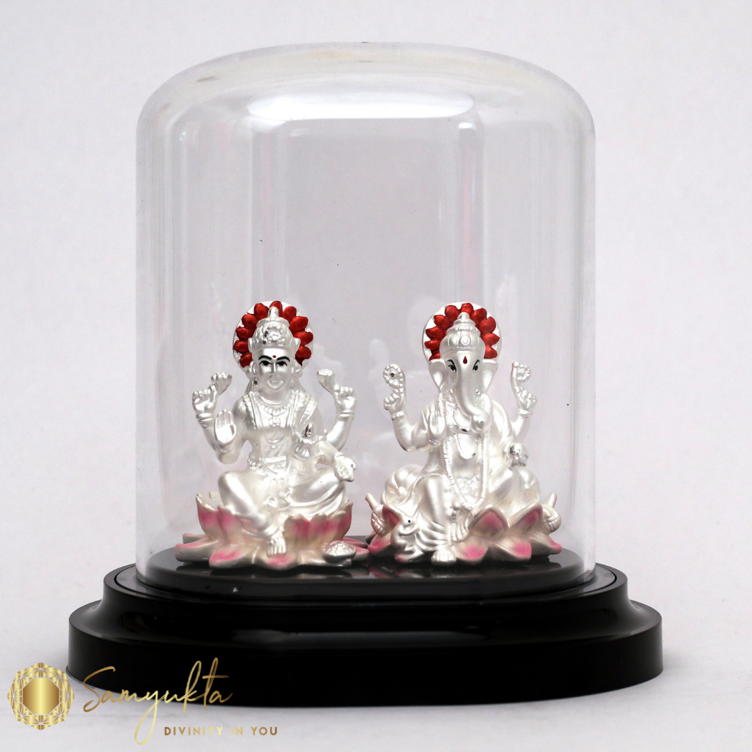 Laxmi & Ganesh Ji 99.9% Pure Sterling Silver Idol