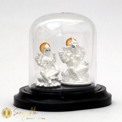 Laxmi & Ganesh Ji 99.9% Pure Sterling Silver Idol