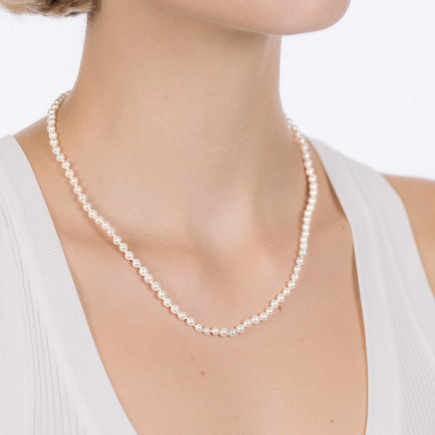 Elegant Real Pearl String Necklace | Sterling Silver
