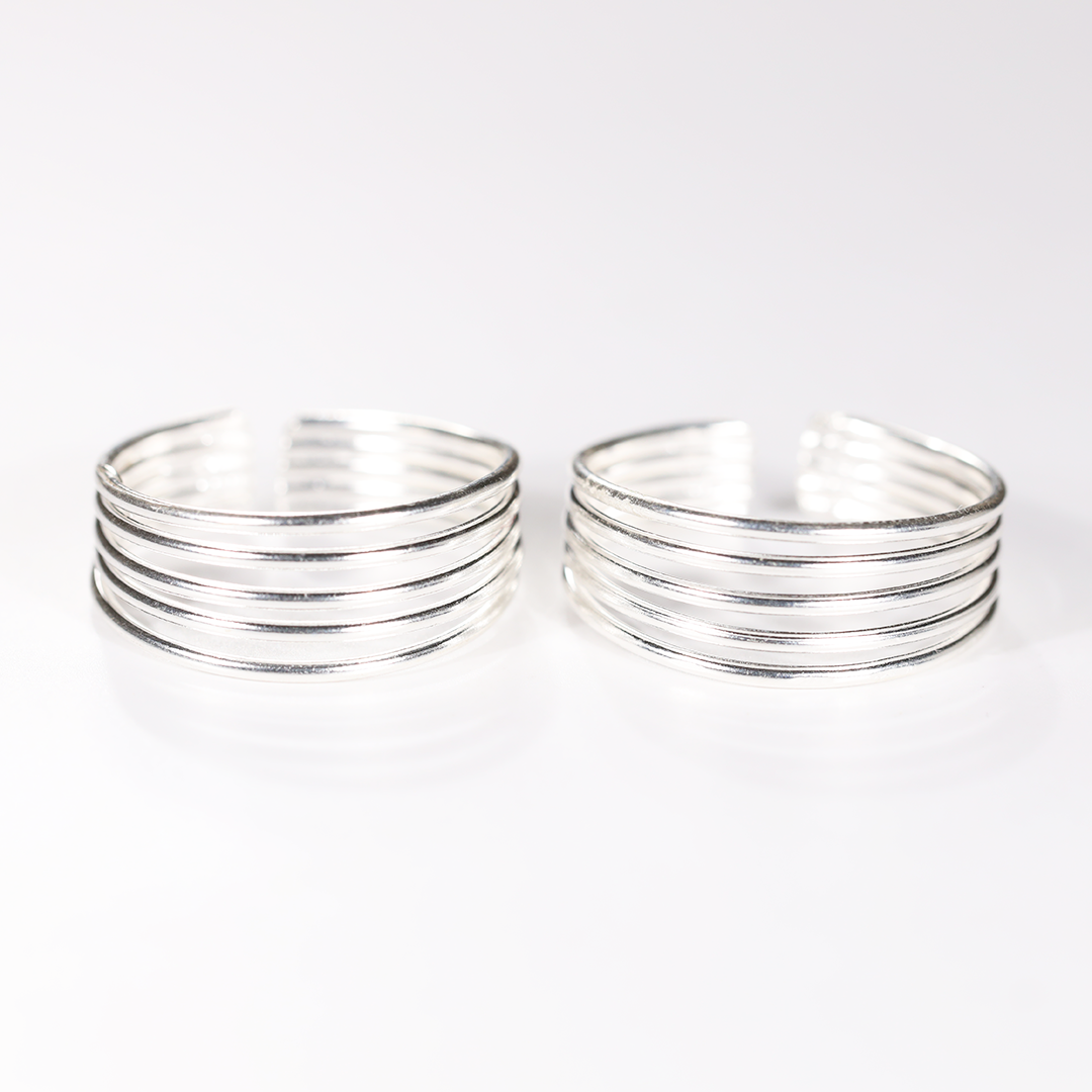 Elegant Toe Rings | 925 Sterling Silver | Cubic Zirconia Studded | Pair