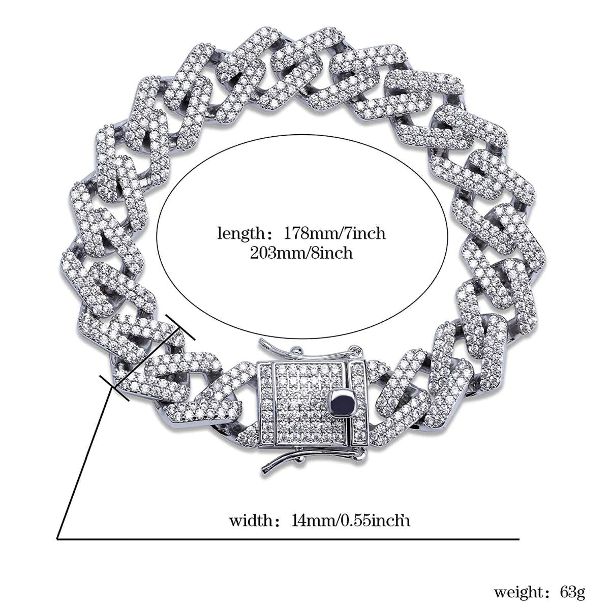 Designer zirconia studded men's bracelet
