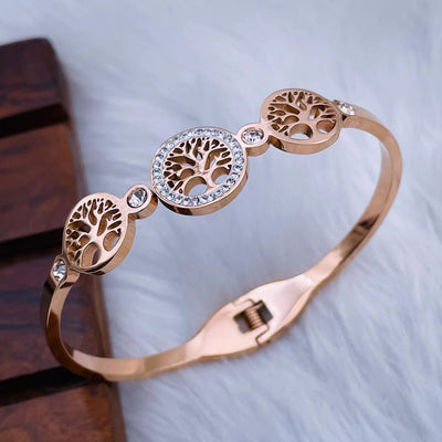 CZ studded elegant rose gold designer bracelet